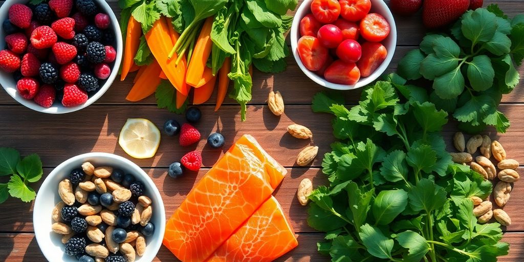 Vibrant assortment of fresh fruits and vegetables.
