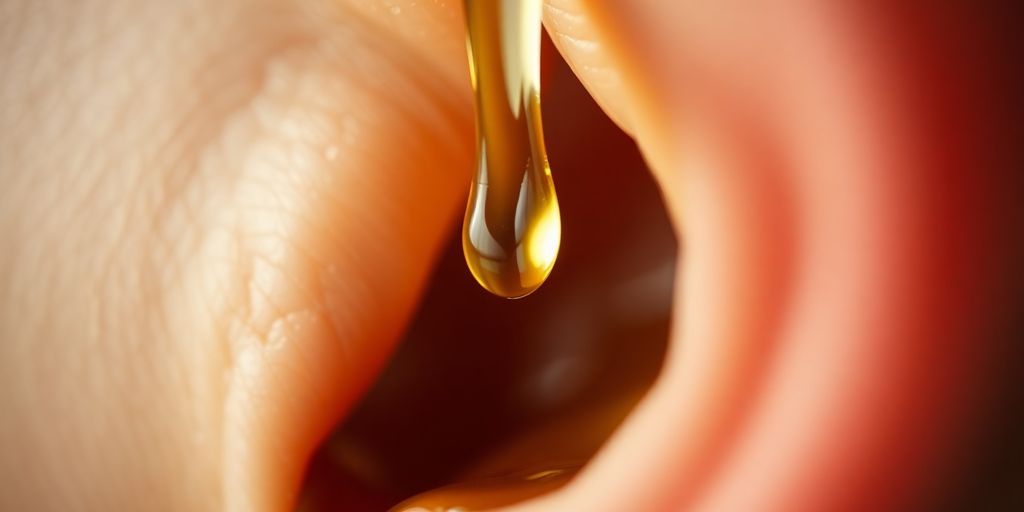 Natural oils dripping into an ear canal.